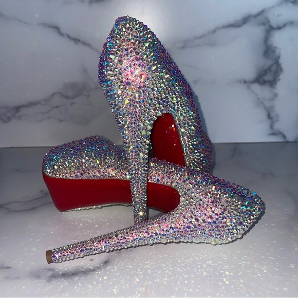 Christian Louboutin AB Crystal Bling Strass Daffodile Size EU 38.5 / US 8.5 - Picture 4 of 14